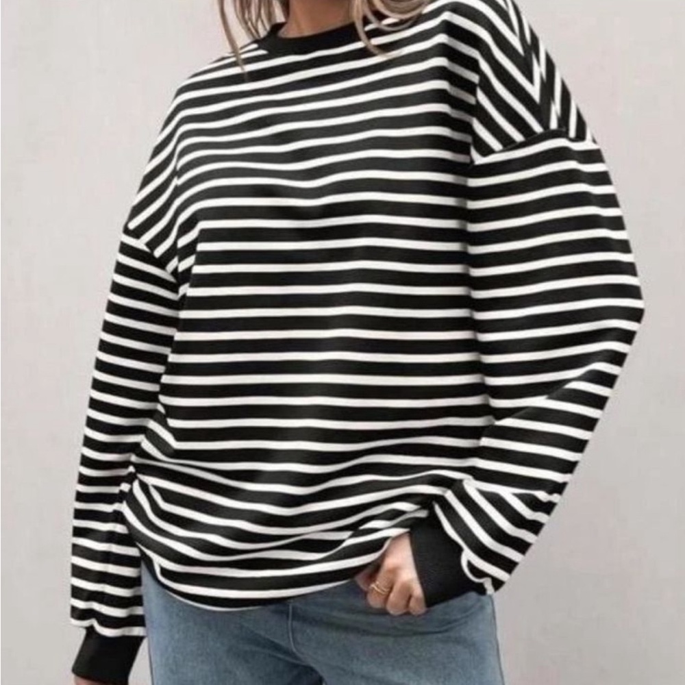 100% Cotton Striped Sweatshirt